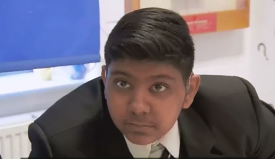 HI student listening intently