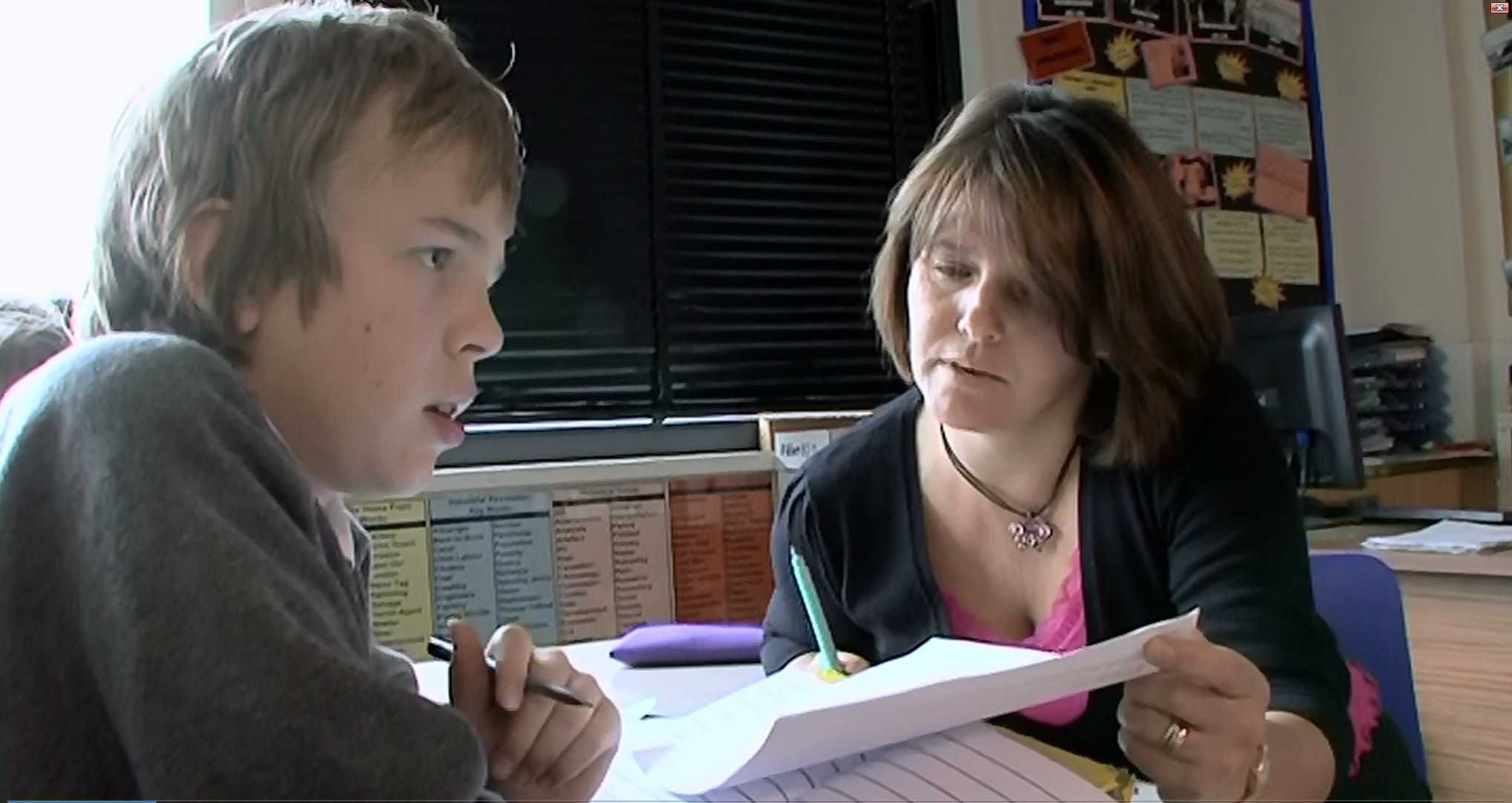 Assistant helping a learner locate text on a page