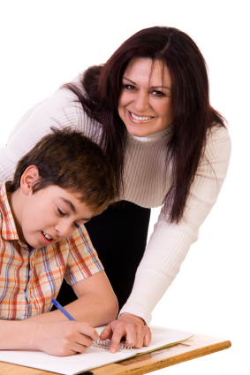 Adult helping a candidate