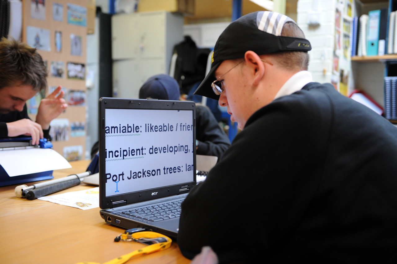 Laptop user in the classroom