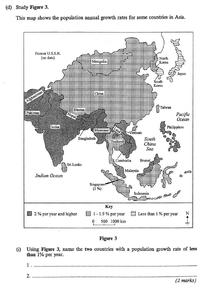 Exam question with map and key