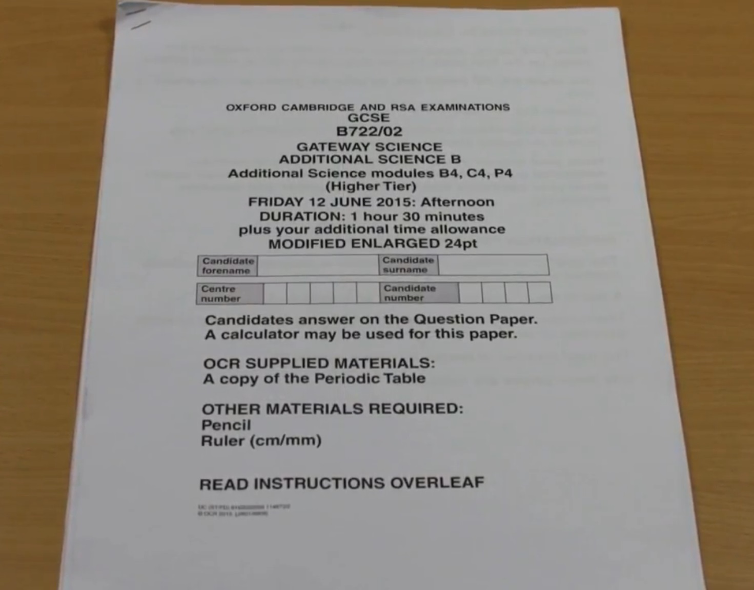 modified large print paper