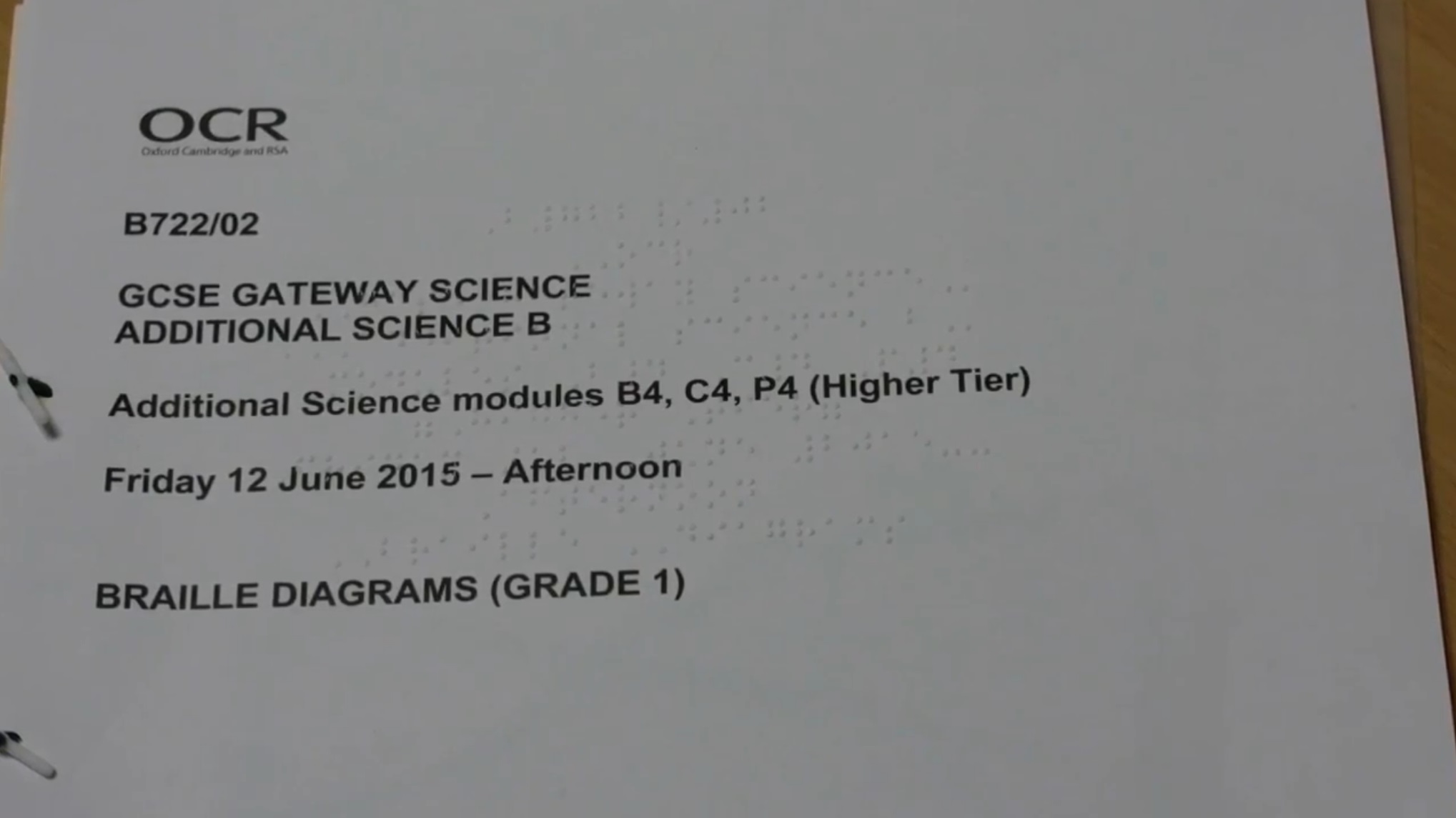 Modified braille paper